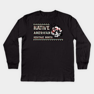 Wolf Native American Heritage Month Indigenous Kids Long Sleeve T-Shirt